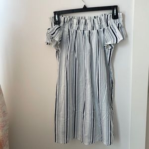 Rebellion dress | off the shoulder white and navy stripes